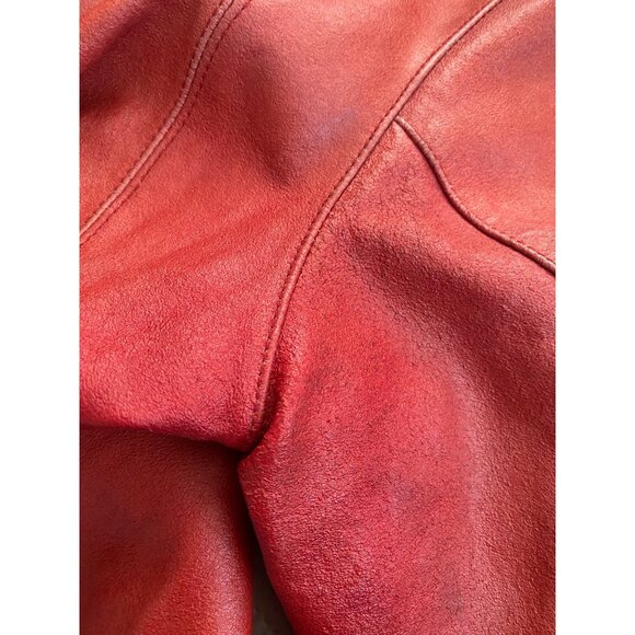 Hein Gericke Women’s Red Leather Moto Jacket Size 16 Zip Front 100% Leather - Picture 11 of 16